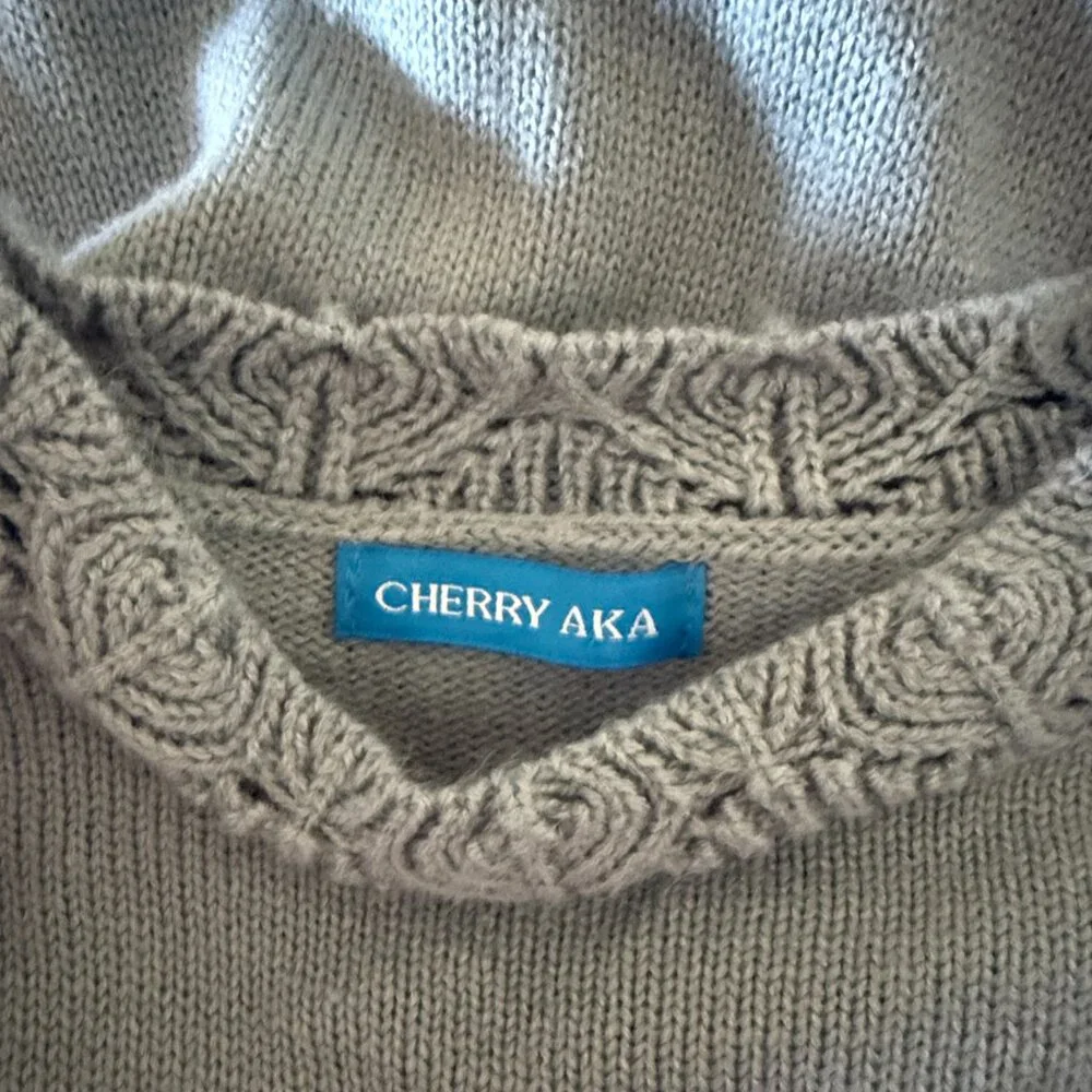 Vintage 90s blue knit mock neck sweater medium pastel feminine cottagecore
